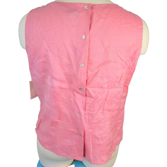 Vintage 90s Linen Shirt Set Women 2X Plus Colorful Blouse Tank Top Pink New Tags - Picture 4 of 15